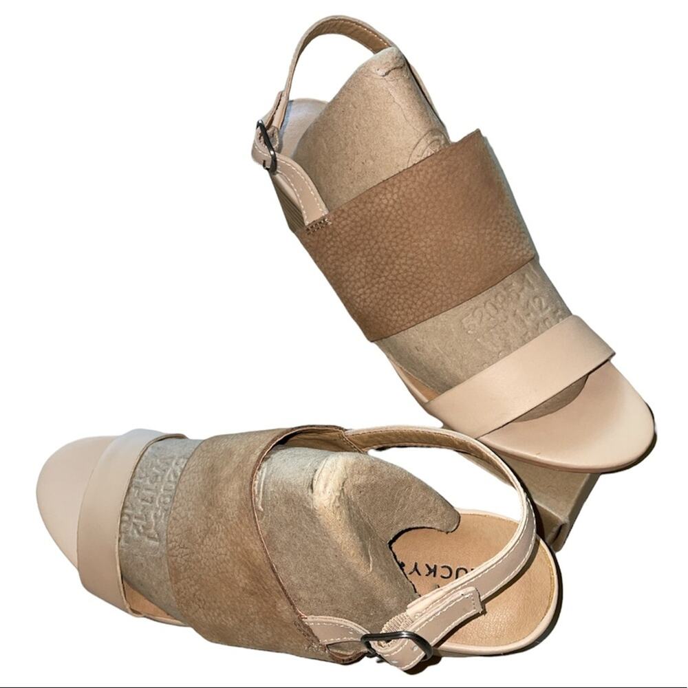 Lucky Brand Gewel Nubuck Cobblestone Leather Block Heel Slingback Sandals size 9 - Picture 10 of 12